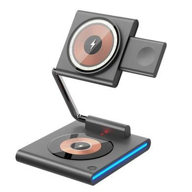 Бездротова зарядка Qi 3in1 wireless charger RGB, 23W, XYJ WW3