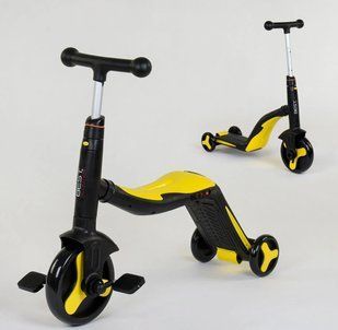 Самокат 3в1 3-колісний (велосипед, беговел), музика, світло Best Scooter JT 10993 жовтий