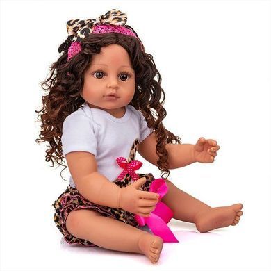 Кукла виниловая 55см, ручная работа, мулатка с кучеряшками, Reborn Baby Doll 56
