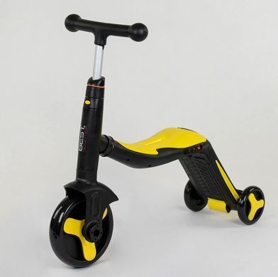Самокат 3в1 3-колёсный ( велосипед, беговел), музыка, свет Best Scooter JT 10993 желтый