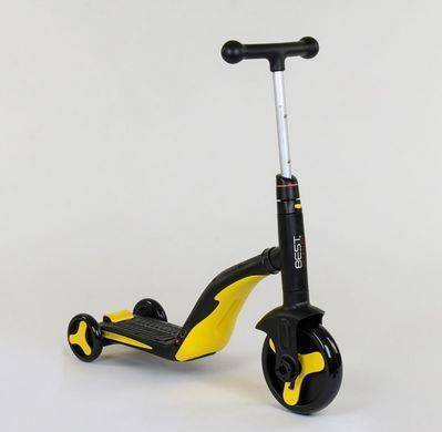 Самокат 3в1 3-колёсный ( велосипед, беговел), музыка, свет Best Scooter JT 10993 желтый