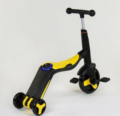 Самокат 3в1 3-колёсный ( велосипед, беговел), музыка, свет Best Scooter JT 10993 желтый