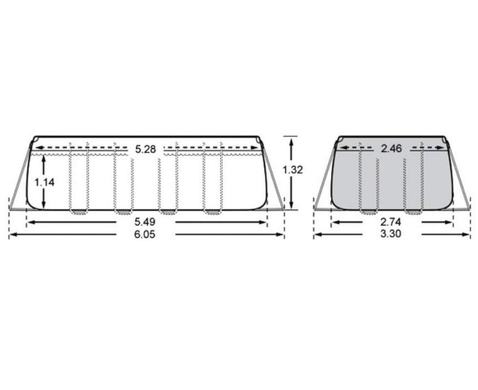Каркасный прямоуголный бассейн Intex 26356, фильтр-насос 4500, лестница, тент, подстилка, 549x274x132см,17203л