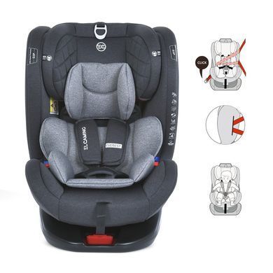 Автокрісло дитяче EL CAMINO Everest, поворот 360&deg;, Isofix, 0-36 кг, сіре, ME 1114 Light Gray