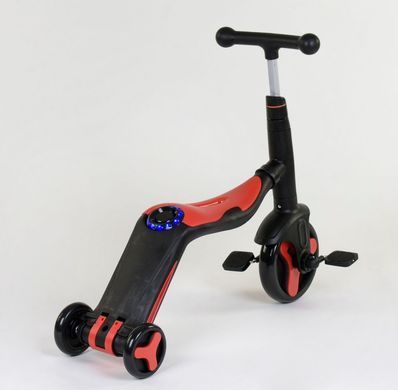 Самокат 3в1 3-колёсный ( велосипед, беговел), музыка, свет Best Scooter JT 28288 красный
