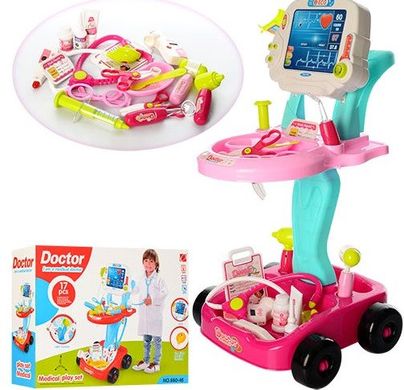 Детский игровой набор доктора "Умелый доктор" с тележкой, медицинские инструменты, 41 х 58 х 32 см, 660-45-46