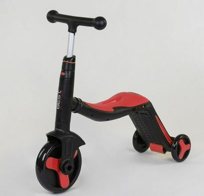 Самокат 3в1 3-колёсный ( велосипед, беговел), музыка, свет Best Scooter JT 28288 красный
