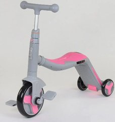 Самокат 3в1 3-колёсный ( велосипед, беговел), музыка, свет Best Scooter JT 90601 розовый