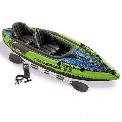 Надувная байдарка лодка (каяк) Intex Challenger K2 kayak, 68306, с насосом и веслами, 351х76см, до 180кг