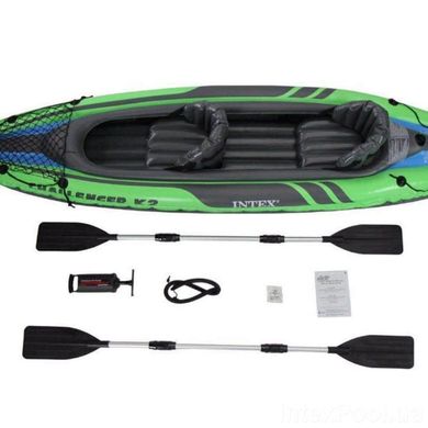 Надувная байдарка лодка (каяк) Intex Challenger K2 kayak, 68306, с насосом и веслами, 351х76см, до 180кг