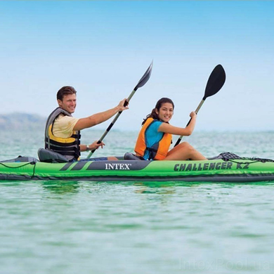 Надувная байдарка лодка (каяк) Intex Challenger K2 kayak, 68306, с насосом и веслами, 351х76см, до 180кг