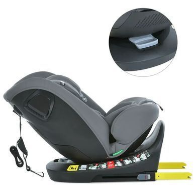 Автокрісло дитяче EL CAMINO i-HOLD, поворот 360&deg;, ISOFIX, зріст 40-150см, сіре, ME 1188 Shadow Gray