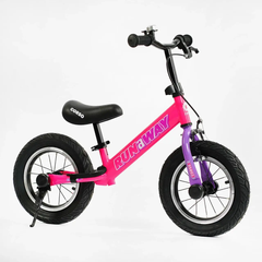 Велобіг біговіл дитячий "CORSO RUN-A-WAY", ручне гальмо, надувні колеса 12 дюйм, малиновий, дівчинки, CV-03348