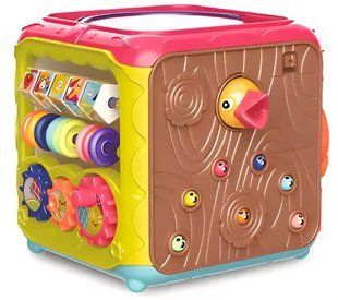 Деревянный развивающий центр "Логичекский куб" 6 в1, бизикуб Limo Toy, FT 0029 B