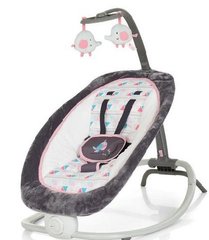 Детский шезлонг-качалка, музыкальная, с подвесками, Bambi, Grey Pink, 73х51х64 см, 6917