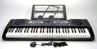 Детский игровой синтезатор, 61 клавиша, MQ6129, с микрофоном, работает от сети и батареек