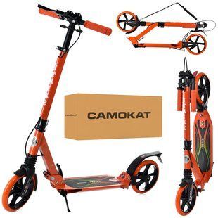 Самокат двоколісний складаний iTrike SR 2-018-10-OR, помаранчевий, ручне гальмо, замок