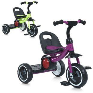 Велосипед дитячий триколісний Turbo Trike M 3650-M-2 фіолетовий, салатовий, колеса, що світяться