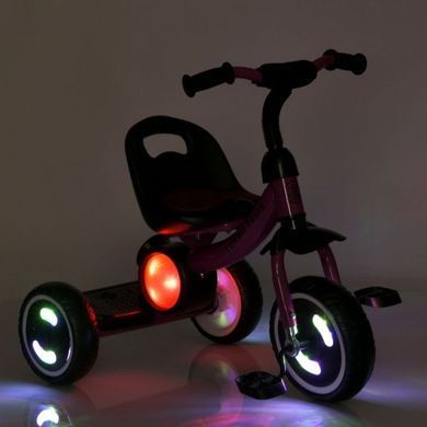 Велосипед дитячий триколісний Turbo Trike M 3650-M-2 фіолетовий, салатовий, колеса, що світяться