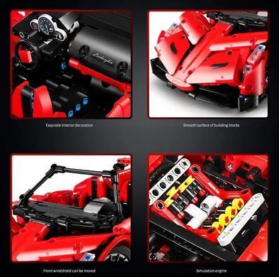 Конструктор для хлопчиків "Спортивна гоночна машина Lamborghini", червона, 32см, 1213 деталей, 8606