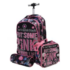 Комплект детский чемодан - рюкзак + термо-сумка + пенал "Josef Otten" Pink, 520221