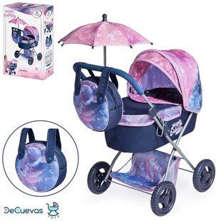 Коляска классическая для куклы с сумкой и зонтиком, 65*38*60см, DeCuevas Magic Bubble, 85076