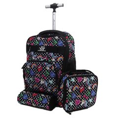 Комплект дитячий валіза - дорожній рюкзак на колесах + сумка + пенал "Josef Otten" Квіти 520223