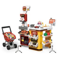 Дитячий ігровий супермаркет з візком, 65 предметів, червоний, 668-128/129