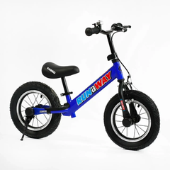 Велобег беговел детский "CORSO RUN-A-WAY", ручной тормоз, надувные колёса 12 дюй, синий, мальчика, CV-06267