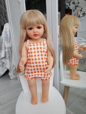 Лялька вінілова - в помаранчевому вбранні, 55см, ручна робота, Reborn Baby Doll 69