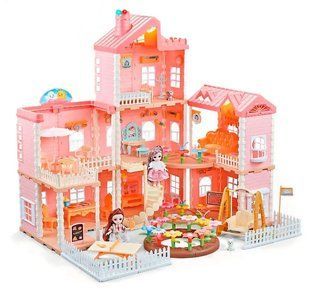Кукольный домик "Princess house" (куклы, мебель, аксессуары), 3 этажа, 290 предметов, 52-73-в69см., 668-80A