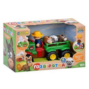 Игрушечный музыкальный трактор с прицепом и зверушками Limo Toy M 6303