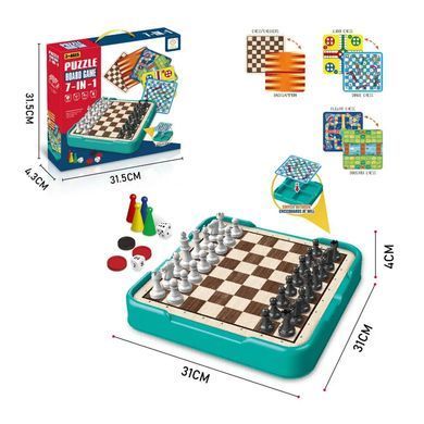 Гра настільна 7в1 "Puzzle Board Game", шахи, шашки, нарди, лудо JF378-276A