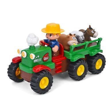 Игрушечный музыкальный трактор с прицепом и зверушками Limo Toy M 6303