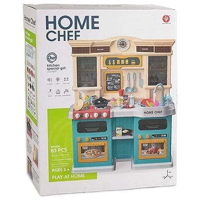 Дитяча ігрова інтерактивна кухня "Home Chef", вода, пара, світло, звук, дошка для крейди, блакитна, 66*24*83см, 922-162
