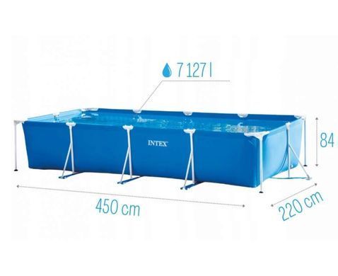 Каркасний прямокутний басейн, 450*220*84см Rectangular Frame Pool., 7127л., Intex 28273 NP