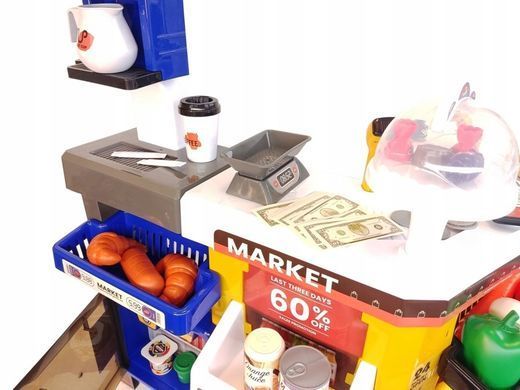 Детский игровой супермаркет магазин со сканером и продуктами, 64 предмета, 668-141