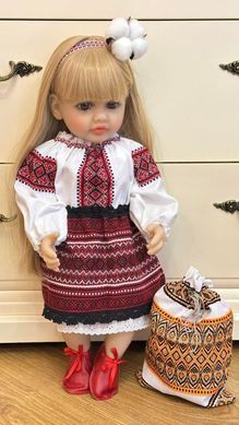 Лялька вінілова 55см, в українському костюмі, Reborn Baby Doll 57