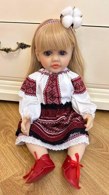 Лялька вінілова 55см, в українському костюмі, Reborn Baby Doll 57