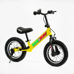 Велобег беговел детский "CORSO RUN-A-WAY", ручной тормоз, надувные колёса 12 дюй, желтый, мальчика, CV-07836