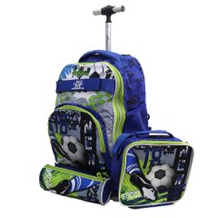 Набор детский чемодан - рюкзак на колесах + термо-сумка + пенал "Soccer" 520227