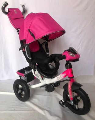 Велосипед трехколесный с родительской ручкой Best Trike 3390/47-204 надувные колеса, фара с UCB, розовый