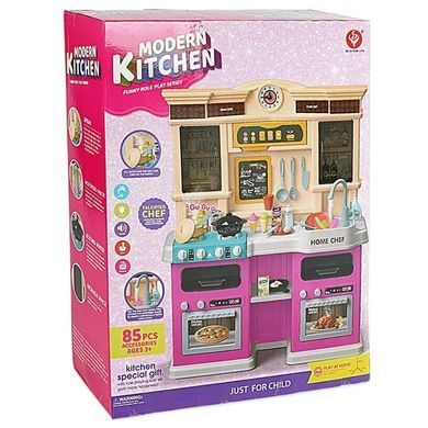 Дитяча ігрова інтерактивна кухня "Home Chef", вода, пара, світло, звук, дошка для крейди, рожева, 66*24*83см, 922-163