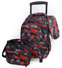 Набор: детский тканевый чемодан-рюкзак на колесах+сумка+пенал "Абстракция" 520515