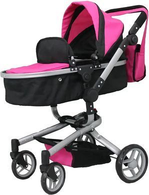 Коляска для кукол, трансформер 2в1, CARRELLO FORTUNA + сумка, 69*42*80см, 9695 ROSE RED