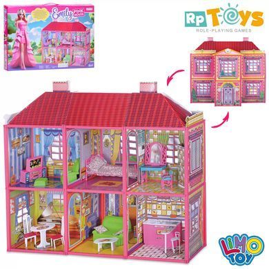 Кукольный домик с мебелью для Барби, 2 этажа, Emily Pink House, 108*93*37см cм, 6983