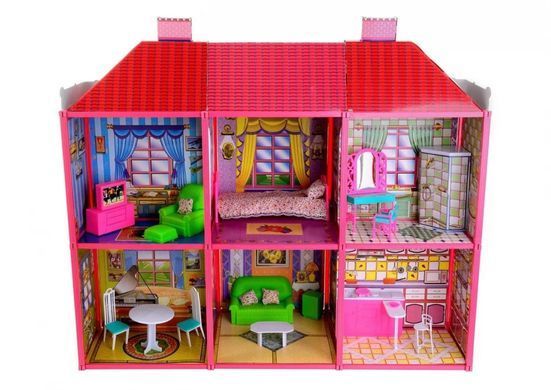 Кукольный домик с мебелью для Барби, 2 этажа, Emily Pink House, 108*93*37см cм, 6983
