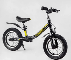 Велобіг (біговел) дитячий "CORSO" ALPHA SPORT 10631, чорний/жовтий, ручне гальмо, 12 дюймів