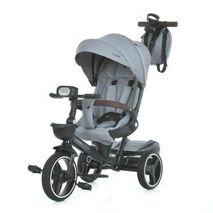 Велосипед триколісний з батьківською ручкою EL CAMINO VECTOR Frost Gray, поворотне сидіння, дощовик, ME 1162-1