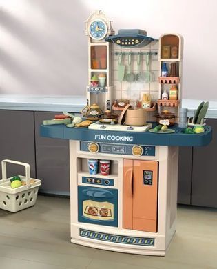 Детская игровая кухня с холодильником, вода, свет, звук, 56 предметов, 100см, красная 998A
